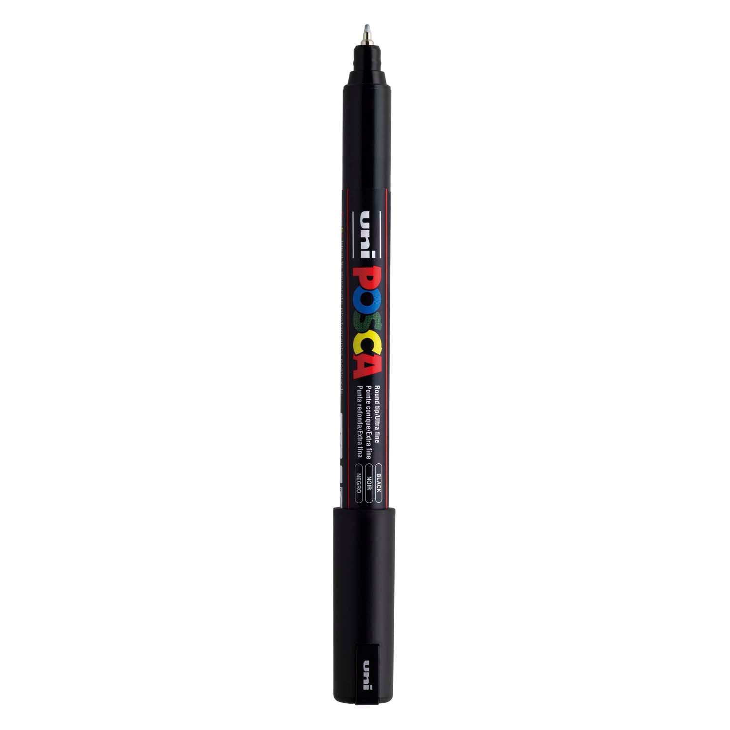 UNI-POSCA POSCA-Marker, AFM PC-1MR, Leitungsdicke 0,7 mm, Extra-Fine, Schwarz, 1 Stück
