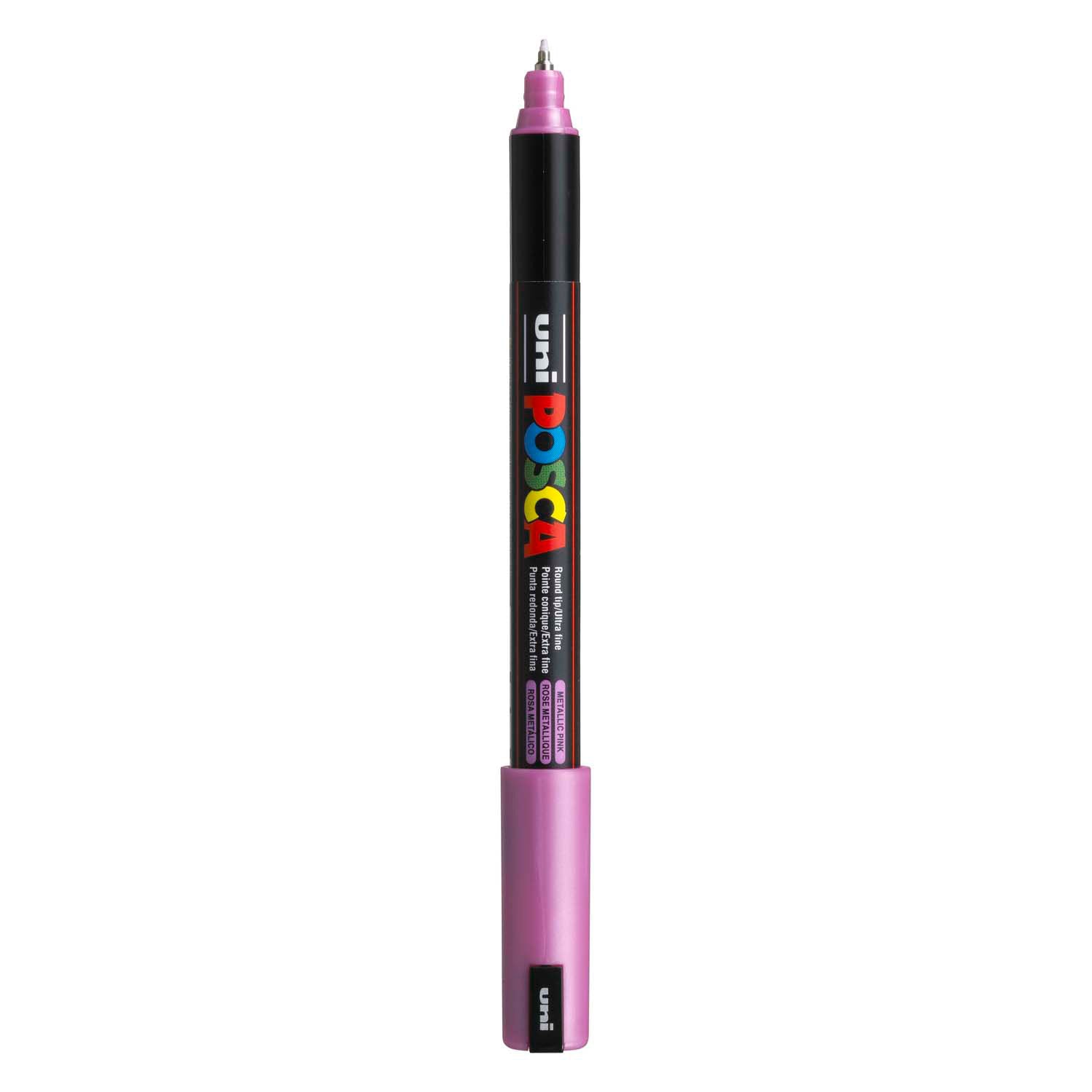 UNI-POSCA POSCA-Marker, AFM PC-1MR, Leitungsdicke 0,7 mm, extra-feiner, metallisches Rosa, 1 Stück
