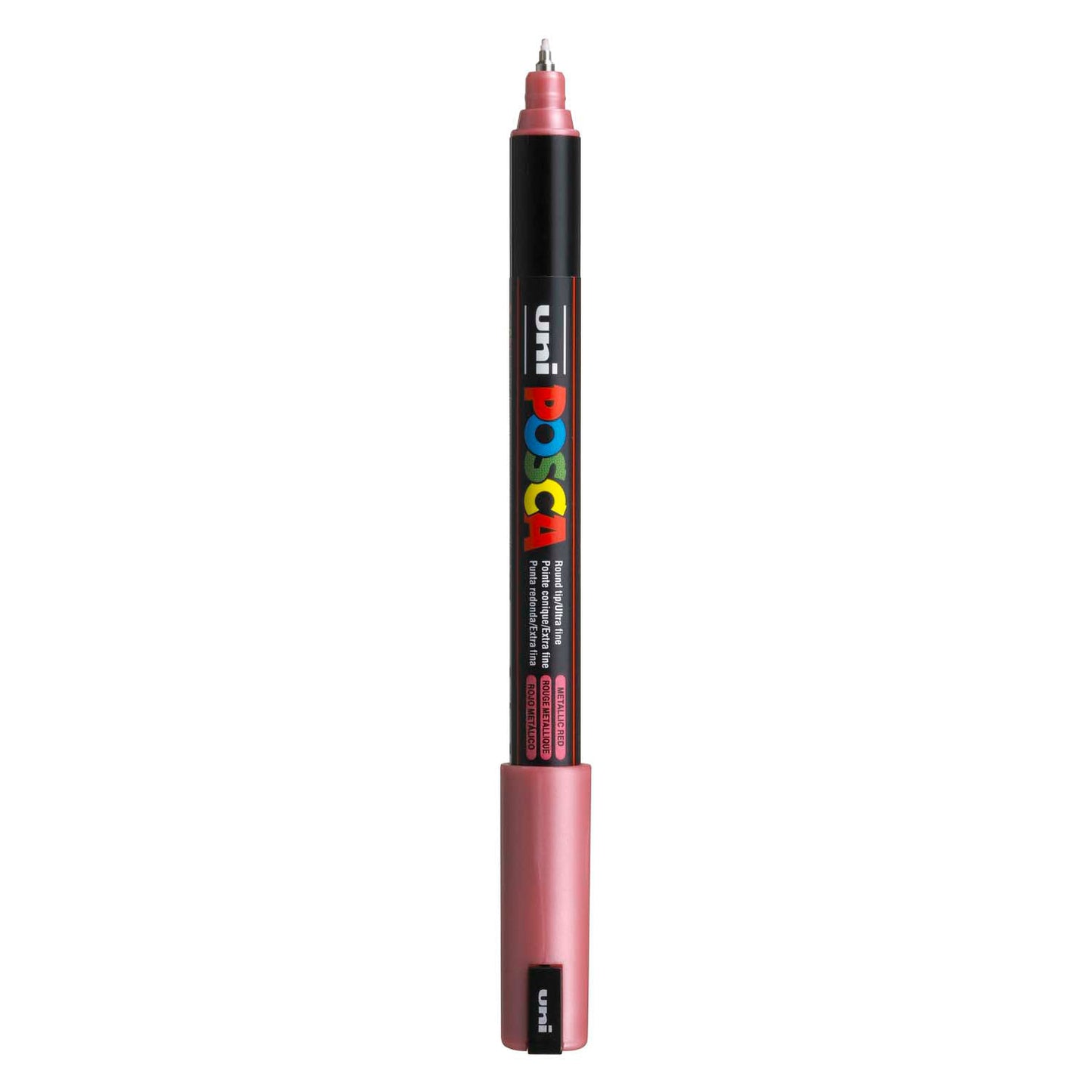 UNI-POSCA POSCA-Marker, AFM PC-1MR, Leitungsdicke 0,7 mm, extra-feiner, rotes Metallic, 1 Stück