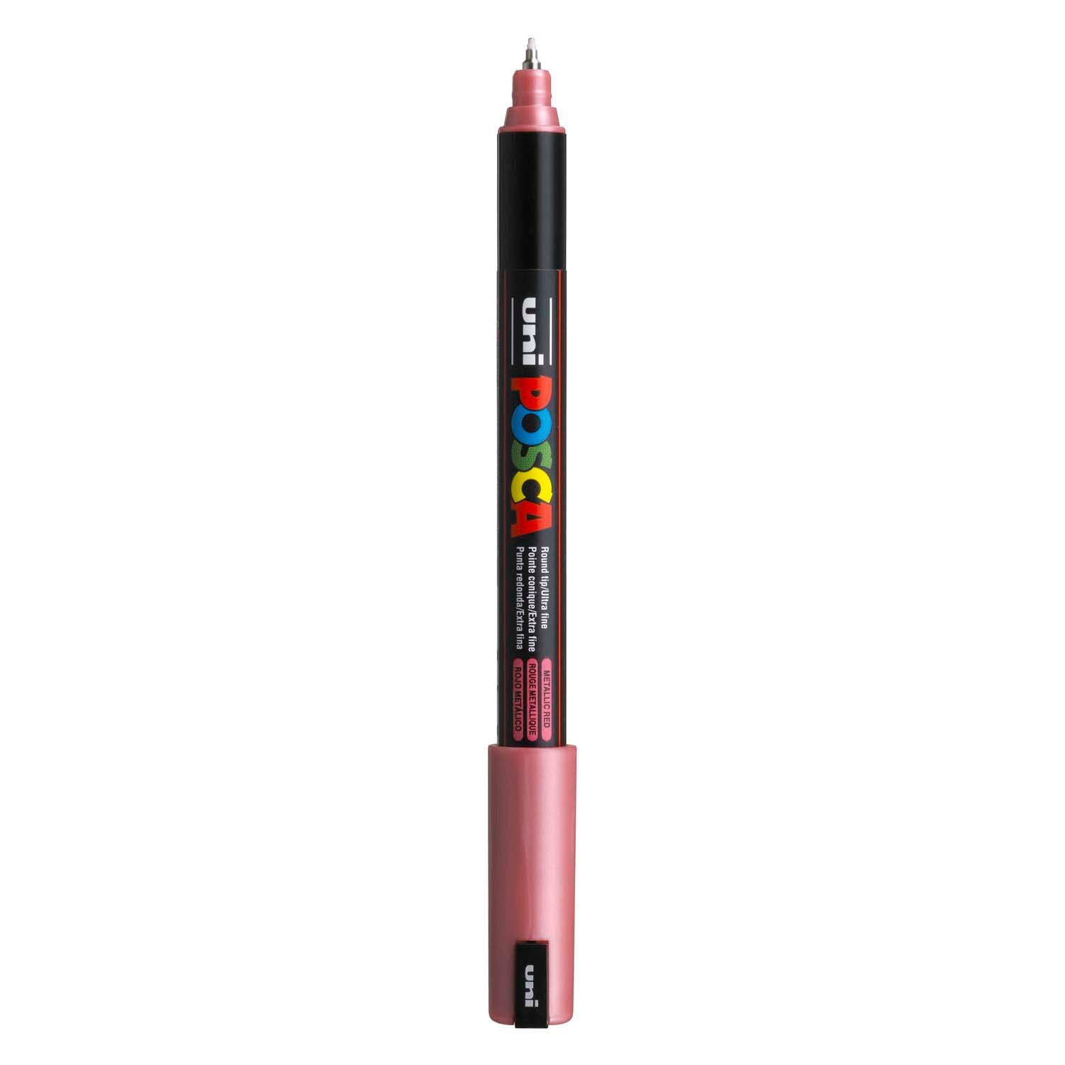 UNI-POSCA POSCA-Marker, AFM PC-1MR, Leitungsdicke 0,7 mm, extra-feiner, rotes Metallic, 1 Stück