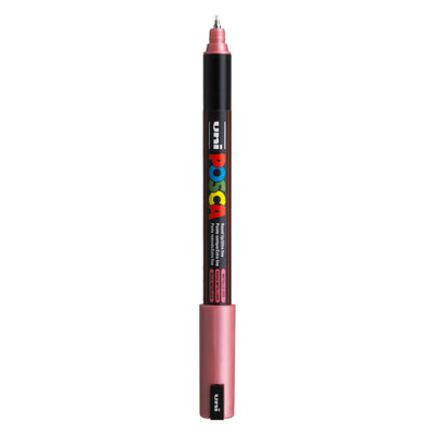 UNI-POSCA POSCA-Marker, AFM PC-1MR, Leitungsdicke 0,7 mm, extra-feiner, rotes Metallic, 1 Stück