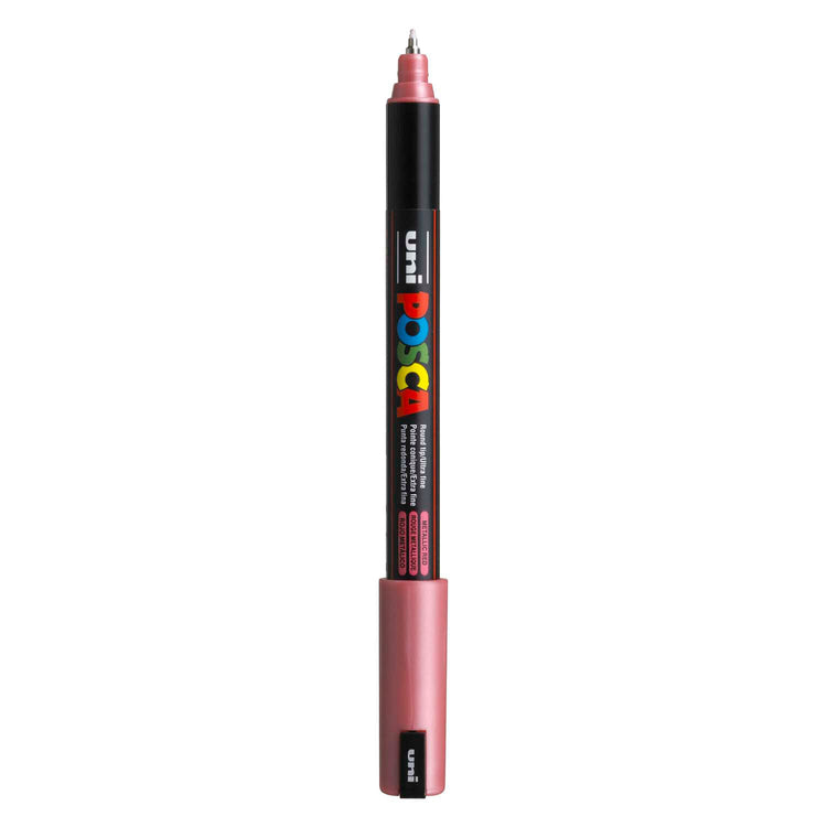 UNI-POSCA POSCA-Marker, AFM PC-1MR, Leitungsdicke 0,7 mm, extra-feiner, rotes Metallic, 1 Stück