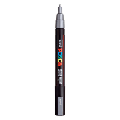 UNI-POSCA POSCA-Marker, AFM PC-3M, Liniendicke 0,9-1,3 mm, fein, Silber, 1 Stück