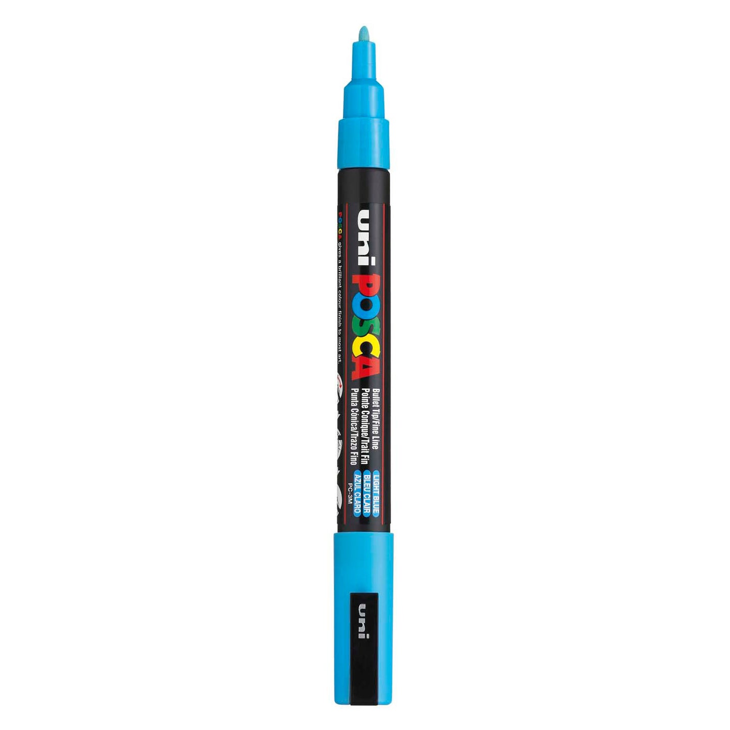 UNI-POSCA POSCA-Marker, AFM PC-3M, Liniendicke 0,9-1,3 mm, fein, hellblau, 1 Stück