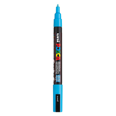 UNI-POSCA POSCA-Marker, AFM PC-3M, Liniendicke 0,9-1,3 mm, fein, hellblau, 1 Stück