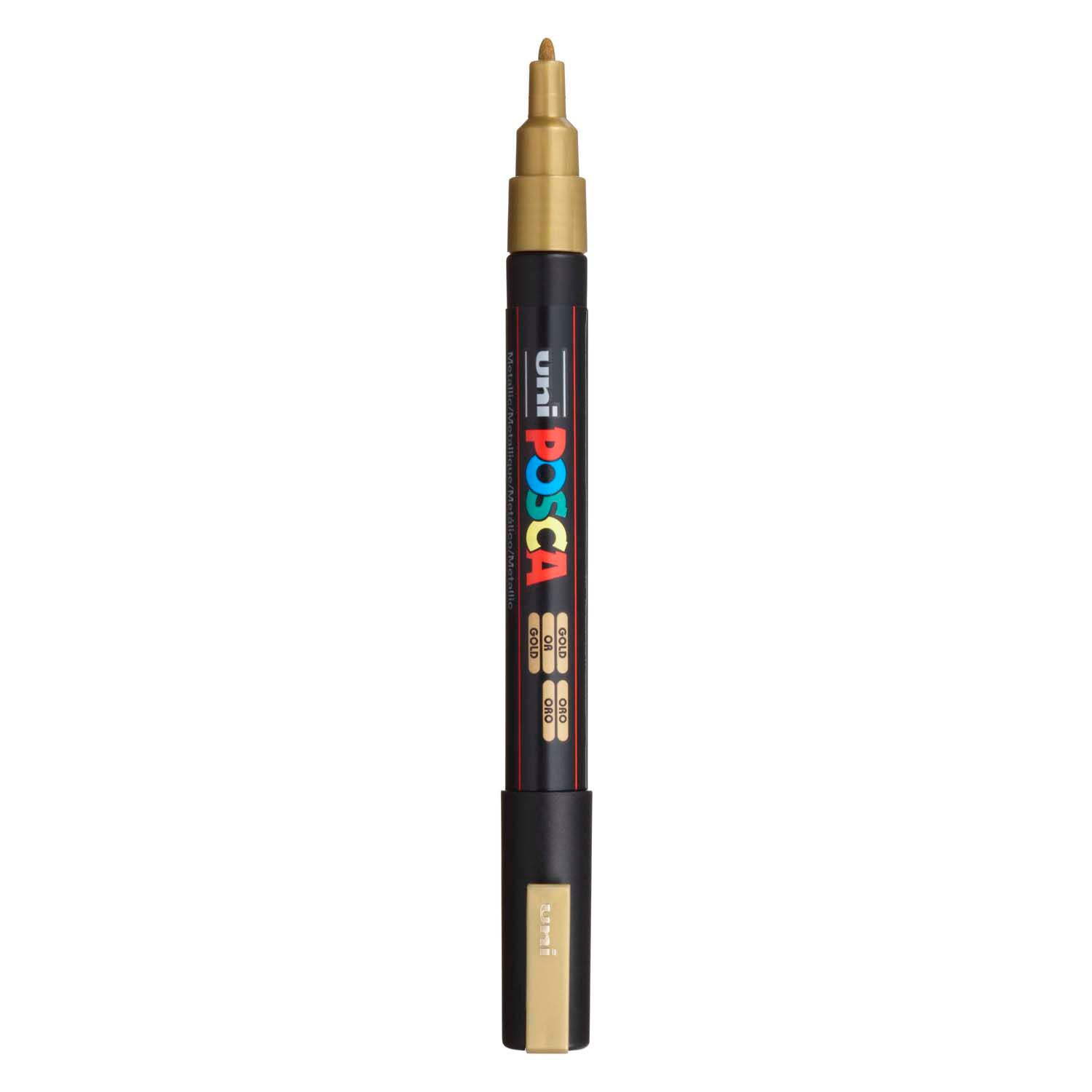 UNI-POSCA POSCA-Marker, AFM PC-3M, Liniendicke 0,9-1,3 mm, fein, Gold, 1 Stück