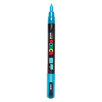 Uni Posca PC3M Lackmarker Glitzer Hellblau – runde Spitze bis 1,3 mm