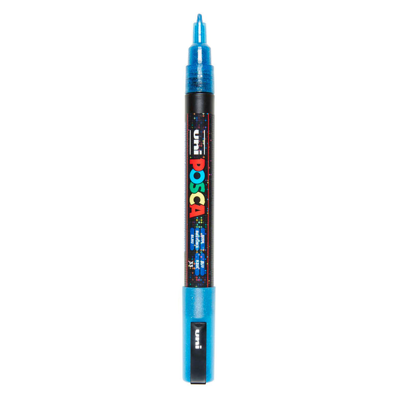 Uni Posca PC3M Lackmarker Glitzer dunkelblau – runde Spitze bis 1,3 mm
