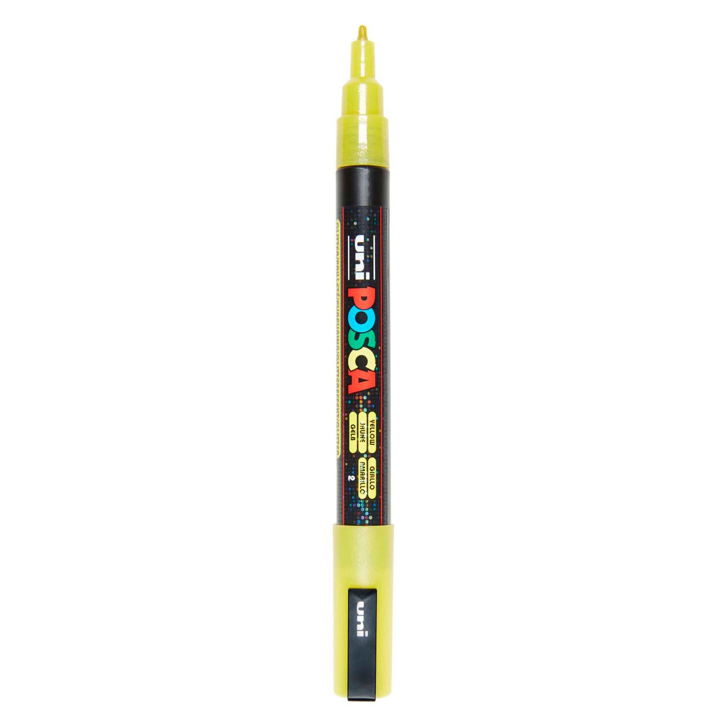 Uni Posca PC3M Lackmarker glitzernd gelb – runde Spitze bis 1,3 mm