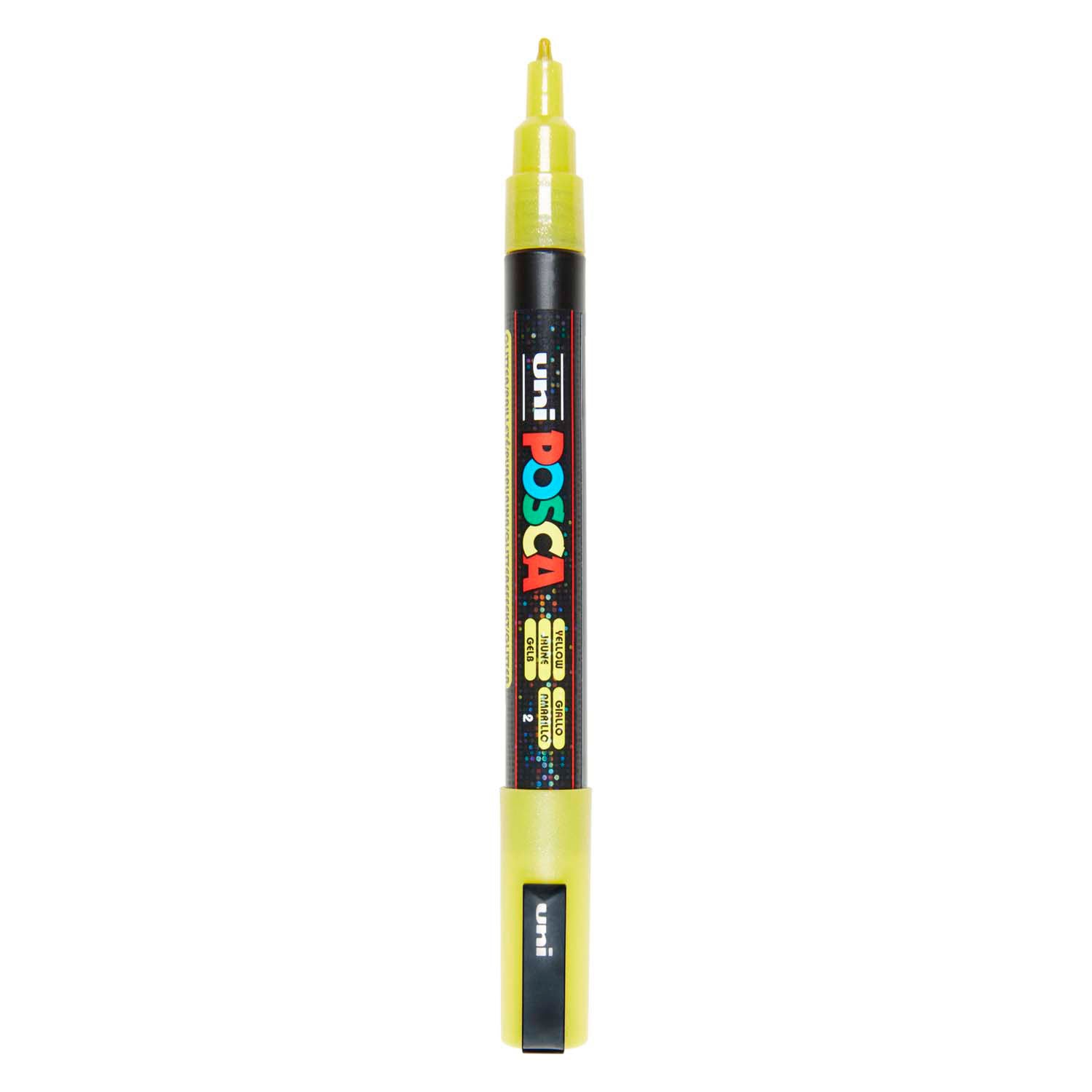 Uni Posca PC3M Lackmarker glitzernd gelb – runde Spitze bis 1,3 mm
