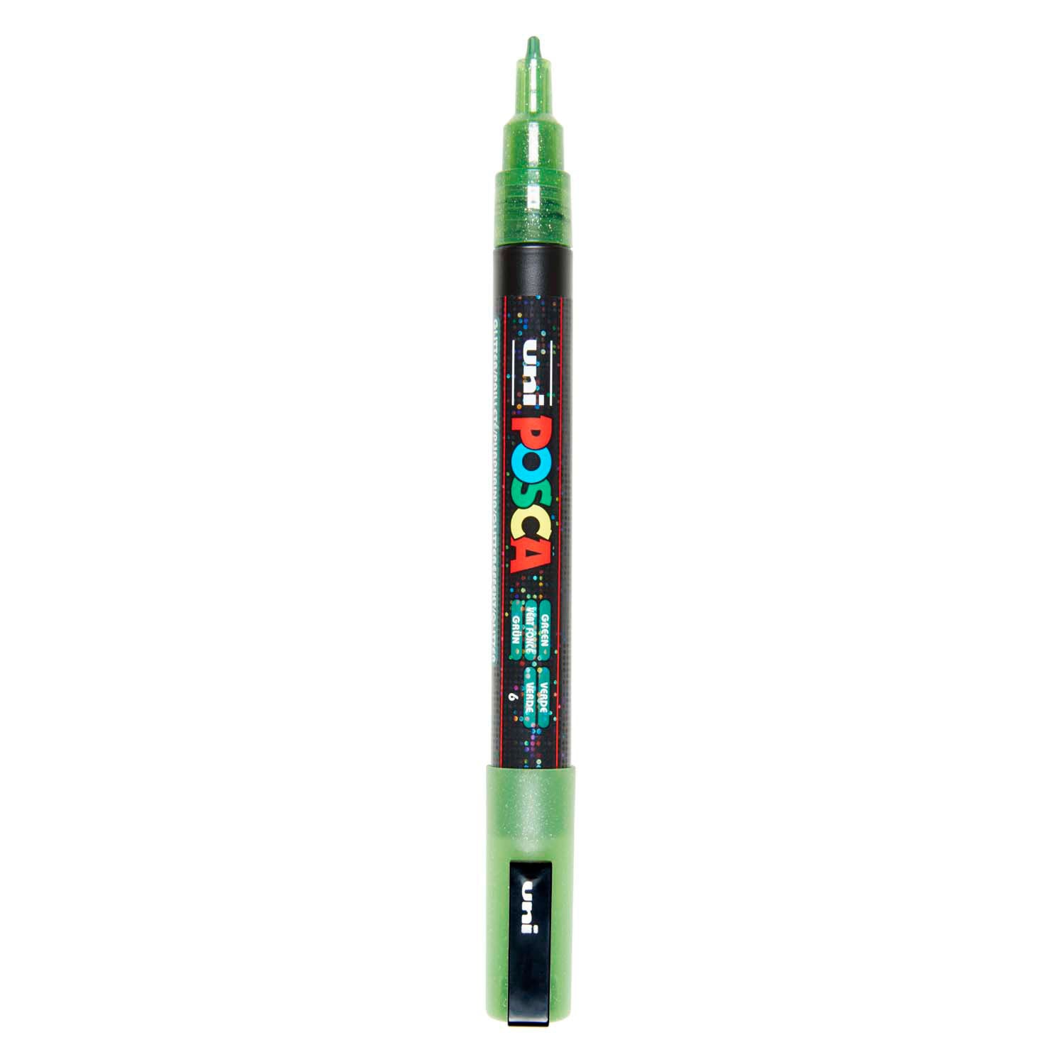 Uni Posca PC3M Lackmarker glitzernd hellgrün – runde Spitze bis 1,3 mm