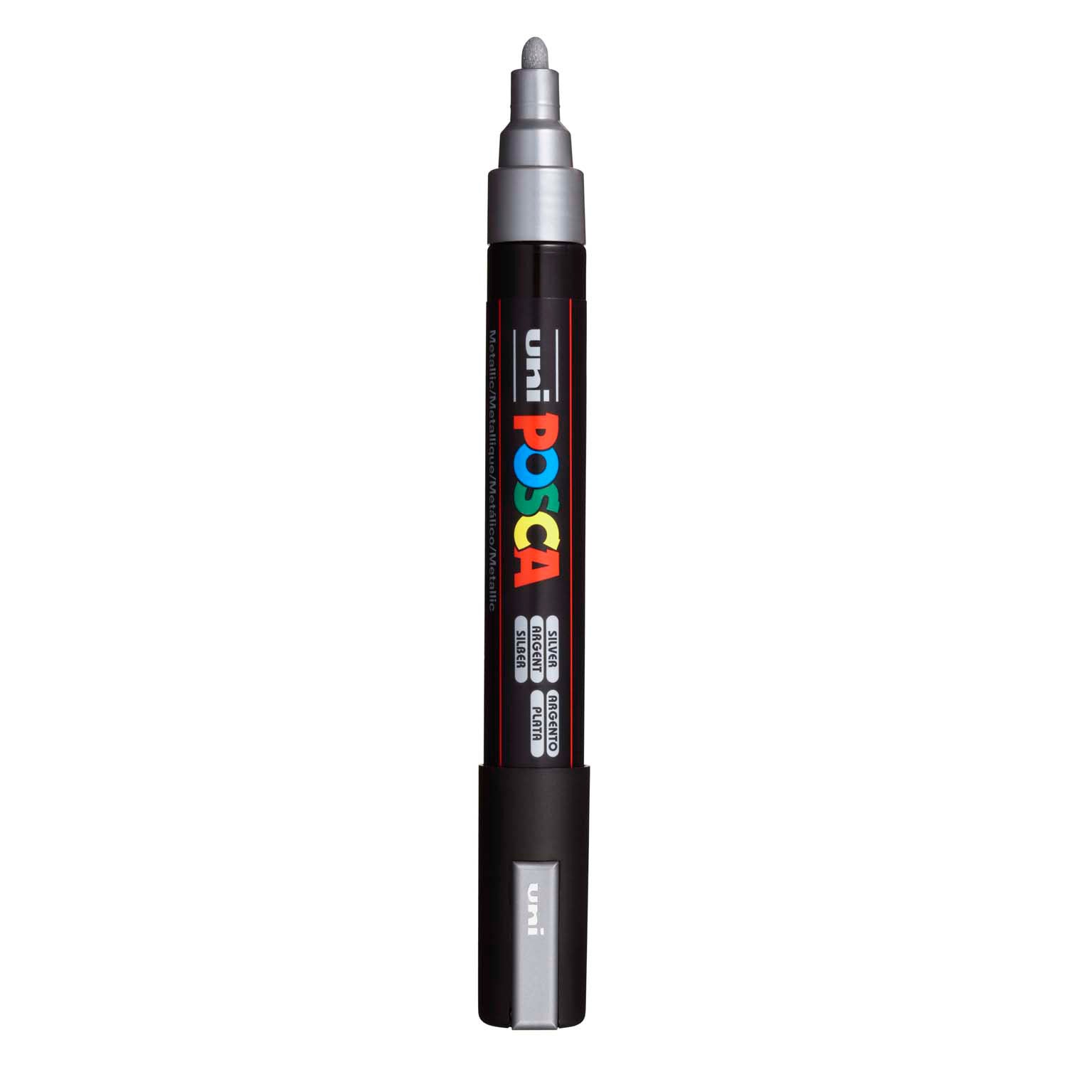 UNI-POSCA POSCA-Marker, AFM PC-5M, Liniendicke 2,5 mm, Medium, Silber, 1 Stück