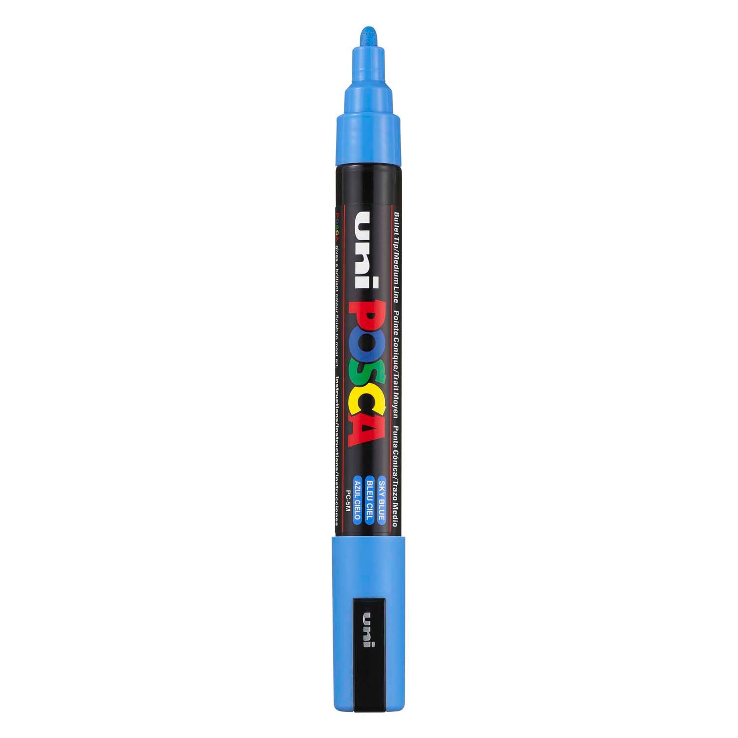 UNI-POSCA POSCA-Marker, AFM PC-5M, Liniendicke 2,5 mm, mittel, himmelblau, 1 Stück