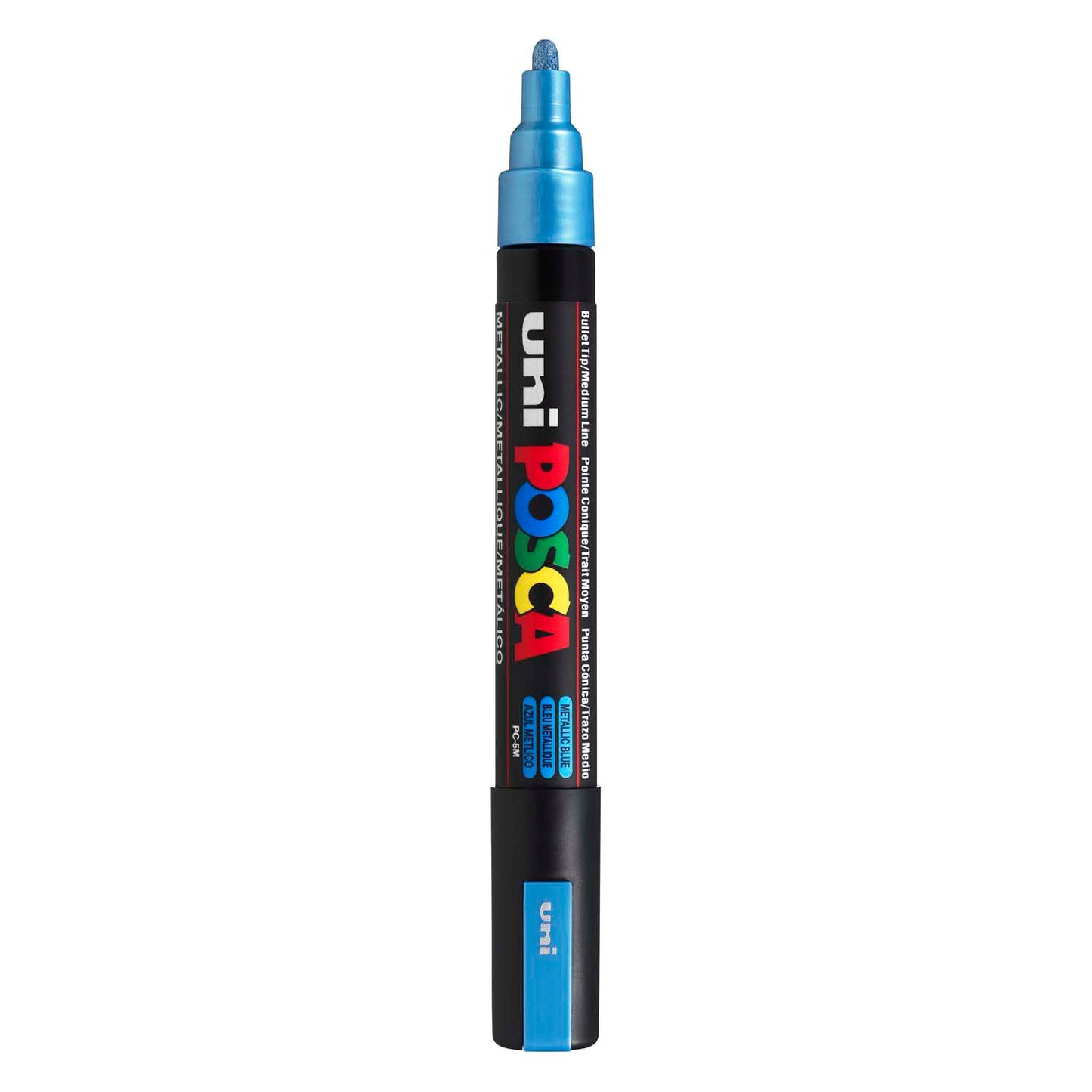 UNI-POSCA POSCA-Marker, AFM PC-5M, Liniendicke 2,5 mm, Medium, Metallic Blue, 1 Stück