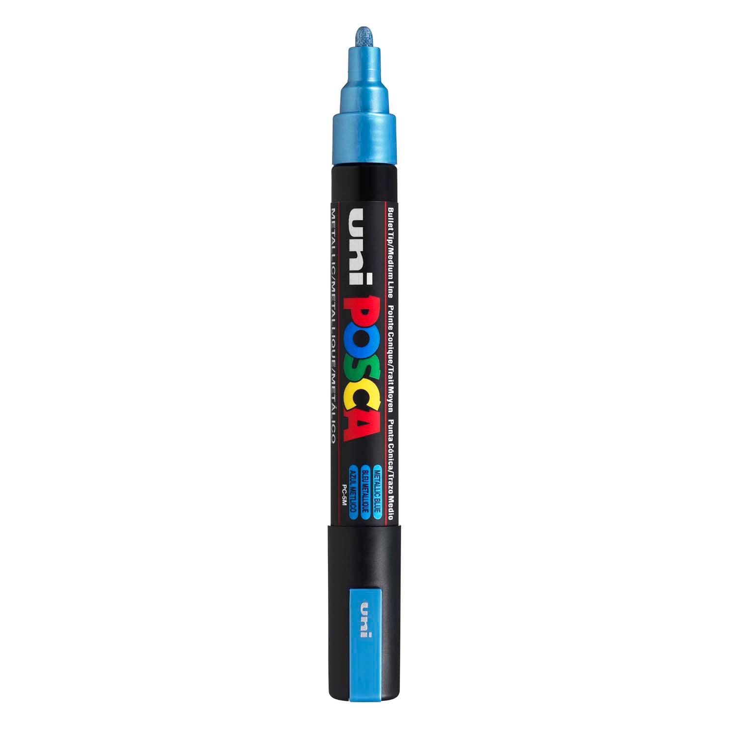UNI-POSCA POSCA-Marker, AFM PC-5M, Liniendicke 2,5 mm, Medium, Metallic Blue, 1 Stück