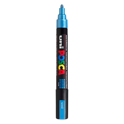 UNI-POSCA POSCA-Marker, AFM PC-5M, Liniendicke 2,5 mm, Medium, Metallic Blue, 1 Stück