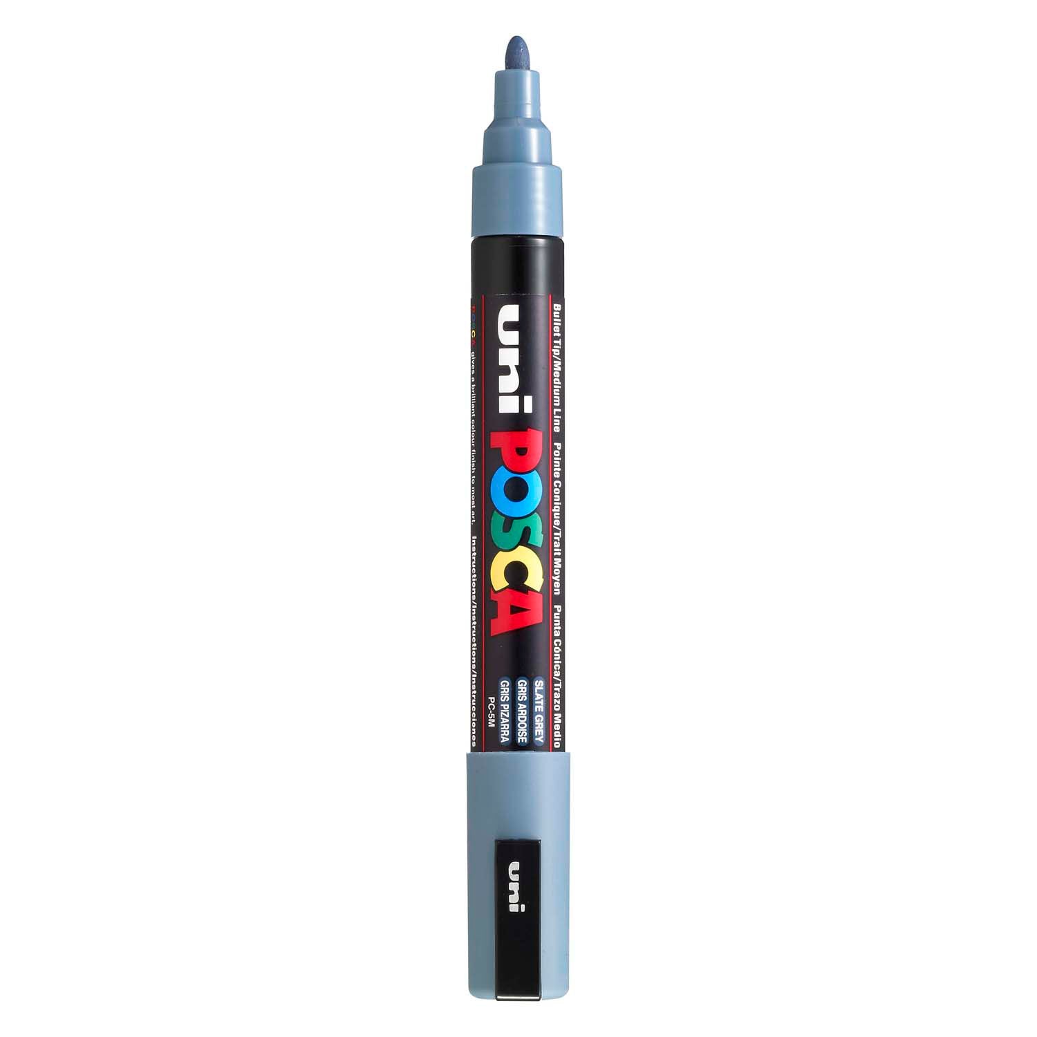 UNI-POSCA POSCA-Marker, AFM PC-5M, Liniendicke 2,5 mm, Medium, Schiefergrau, 1 Stück