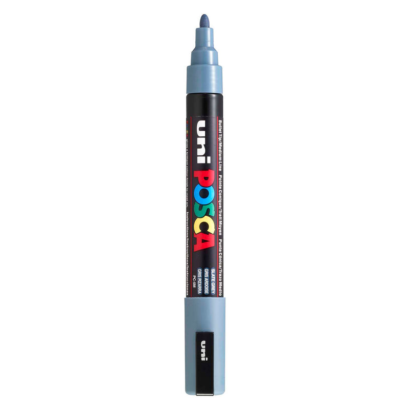 UNI-POSCA POSCA-Marker, AFM PC-5M, Liniendicke 2,5 mm, Medium, Schiefergrau, 1 Stück