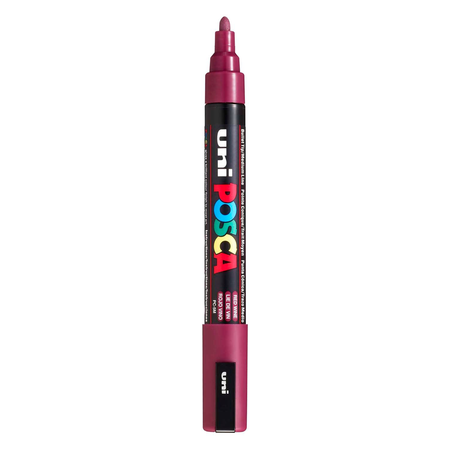 UNI-POSCA POSCA-Marker, AFM PC-5M, Liniendicke 2,5 mm, Medium, Rotwein, 1 Stück