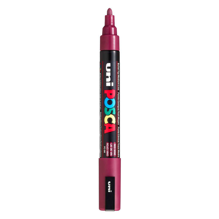 UNI-POSCA POSCA-Marker, AFM PC-5M, Liniendicke 2,5 mm, Medium, Rotwein, 1 Stück