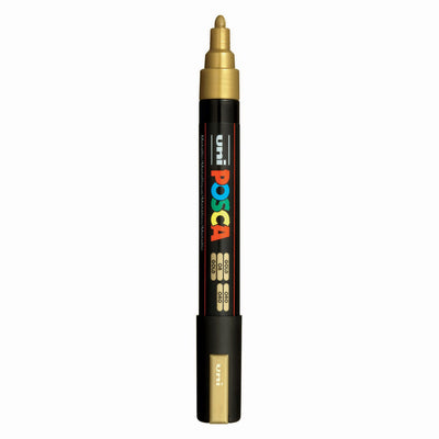 UNI-POSCA POSCA-Marker, AFM PC-5M, Liniendicke 2,5 mm, Medium, Gold, 1 Stück