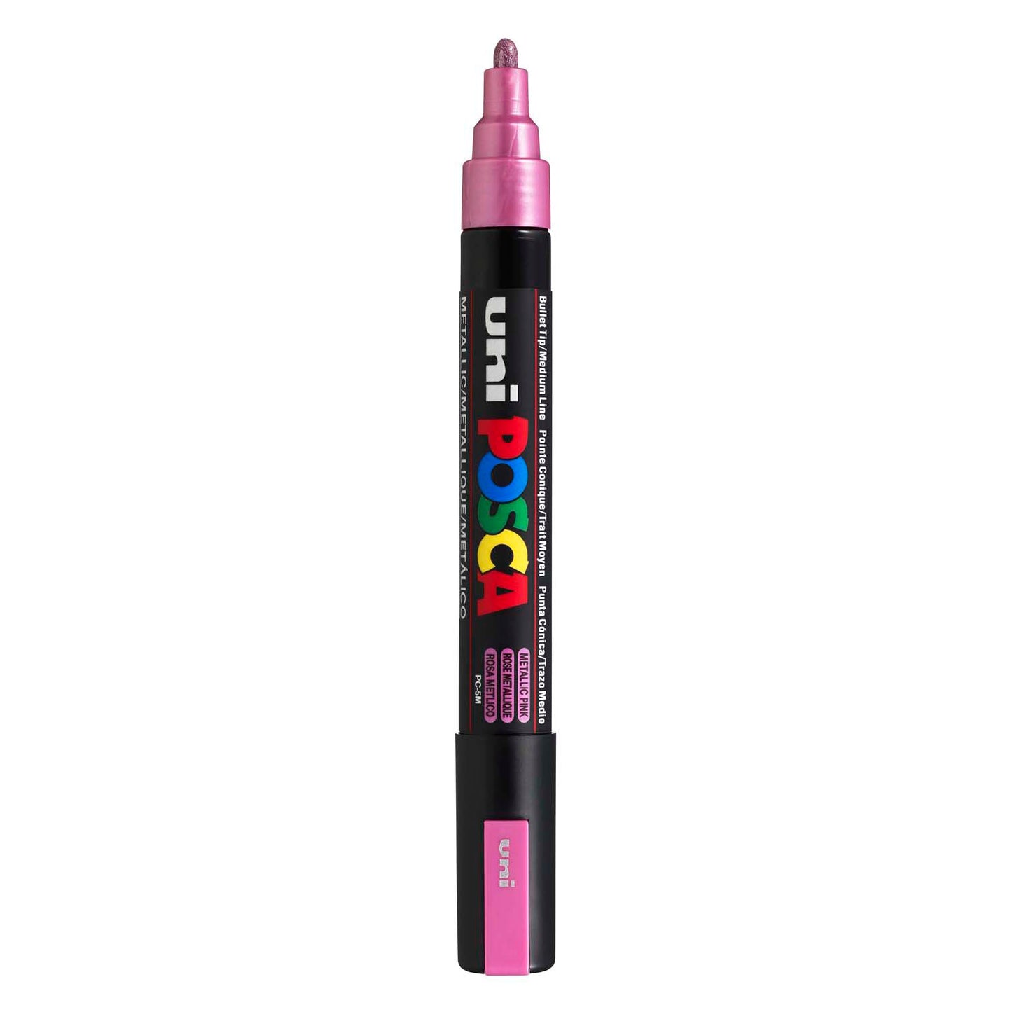 UNI-POSCA POSCA-Marker, AFM PC-5M, Liniendicke 2,5 mm, Medium, Metallic Pink, 1 Stück