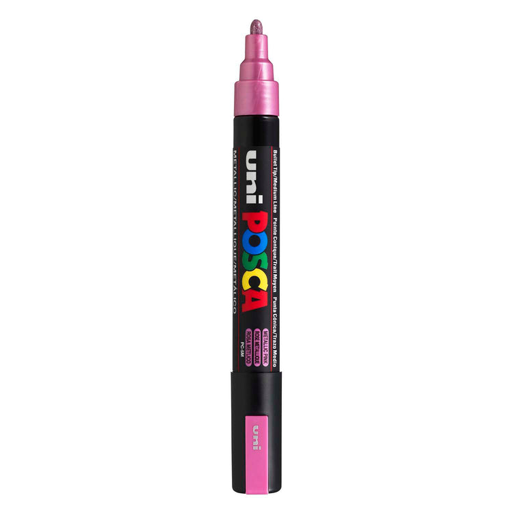 UNI-POSCA POSCA-Marker, AFM PC-5M, Liniendicke 2,5 mm, Medium, Metallic Pink, 1 Stück