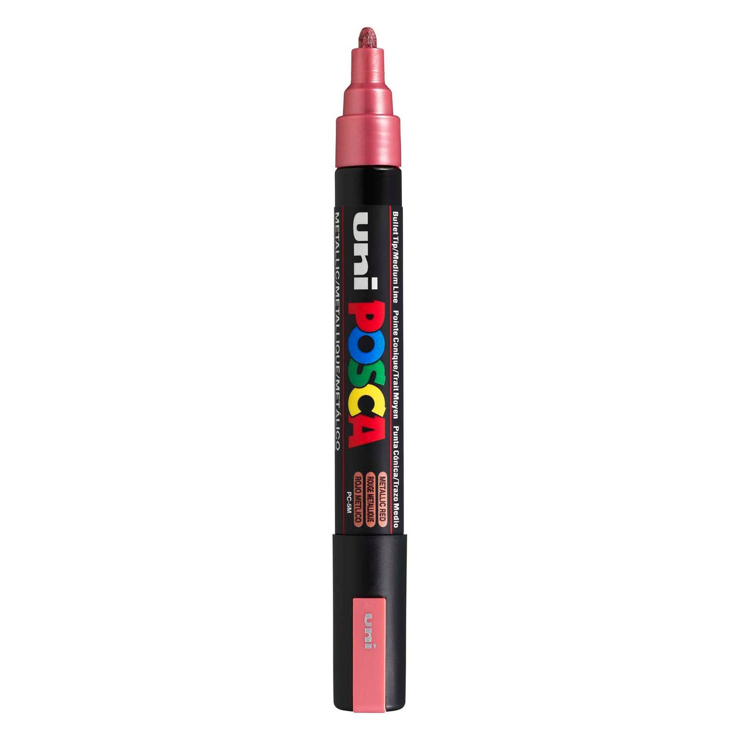 UNI-POSCA POSCA-Marker, AFM PC-5M, Liniendicke 2,5 mm, mittel, rotes Metallic, 1 Stück