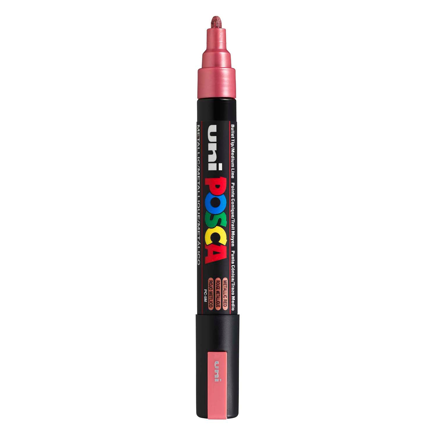 UNI-POSCA POSCA-Marker, AFM PC-5M, Liniendicke 2,5 mm, mittel, rotes Metallic, 1 Stück