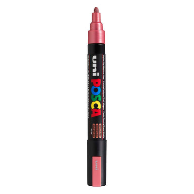 UNI-POSCA POSCA-Marker, AFM PC-5M, Liniendicke 2,5 mm, mittel, rotes Metallic, 1 Stück