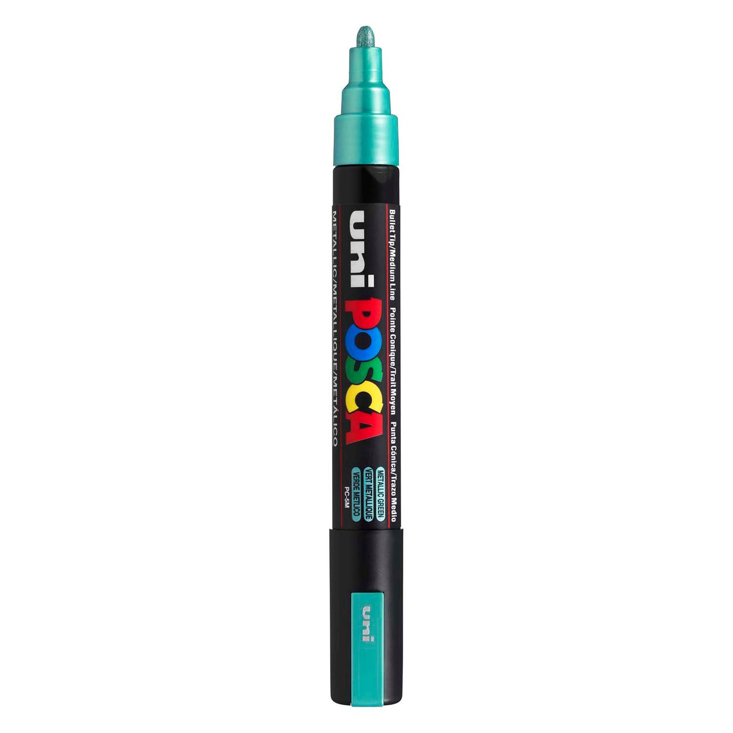 UNI-POSCA POSCA-Marker, AFM PC-5M, Liniendicke 2,5 mm, mittel, grünes Metallic, 1 Stück