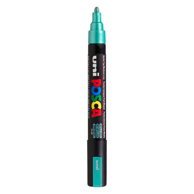 UNI-POSCA POSCA-Marker, AFM PC-5M, Liniendicke 2,5 mm, mittel, grünes Metallic, 1 Stück