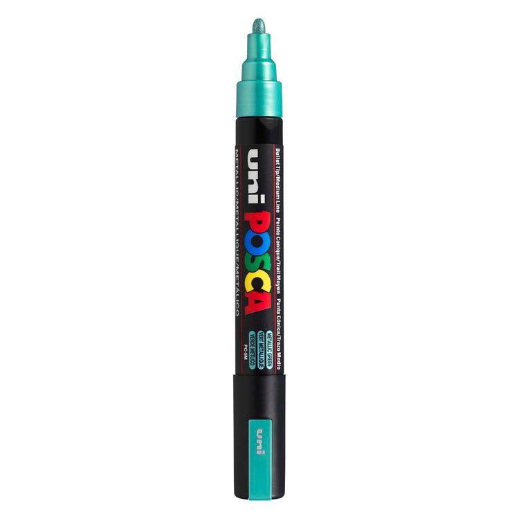 UNI-POSCA POSCA-Marker, AFM PC-5M, Liniendicke 2,5 mm, mittel, grünes Metallic, 1 Stück