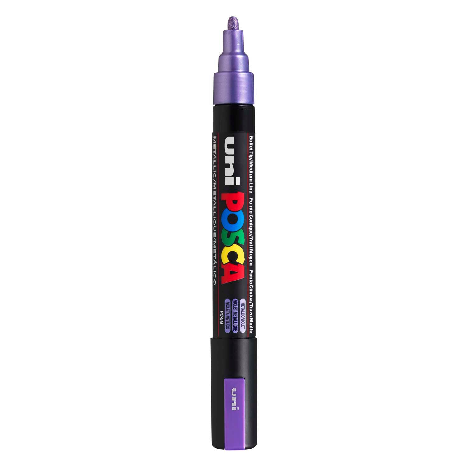UNI-POSCA POSCA-Marker, AFM PC-5M, Liniendicke 2,5 mm, Medium, metallisches Violett, 1 Stück