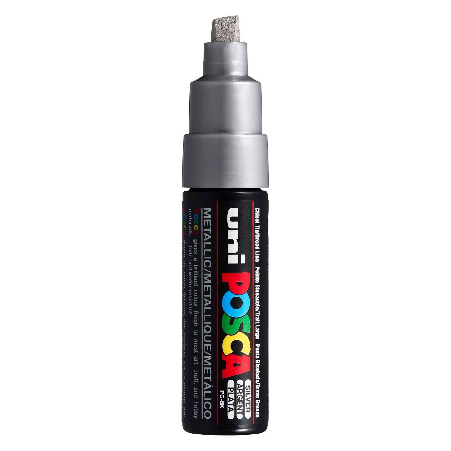 UNI-POSCA POSCA-Marker, AFM PC-8K, Liniendicke 8 mm, breit, Silber, 1 Stück