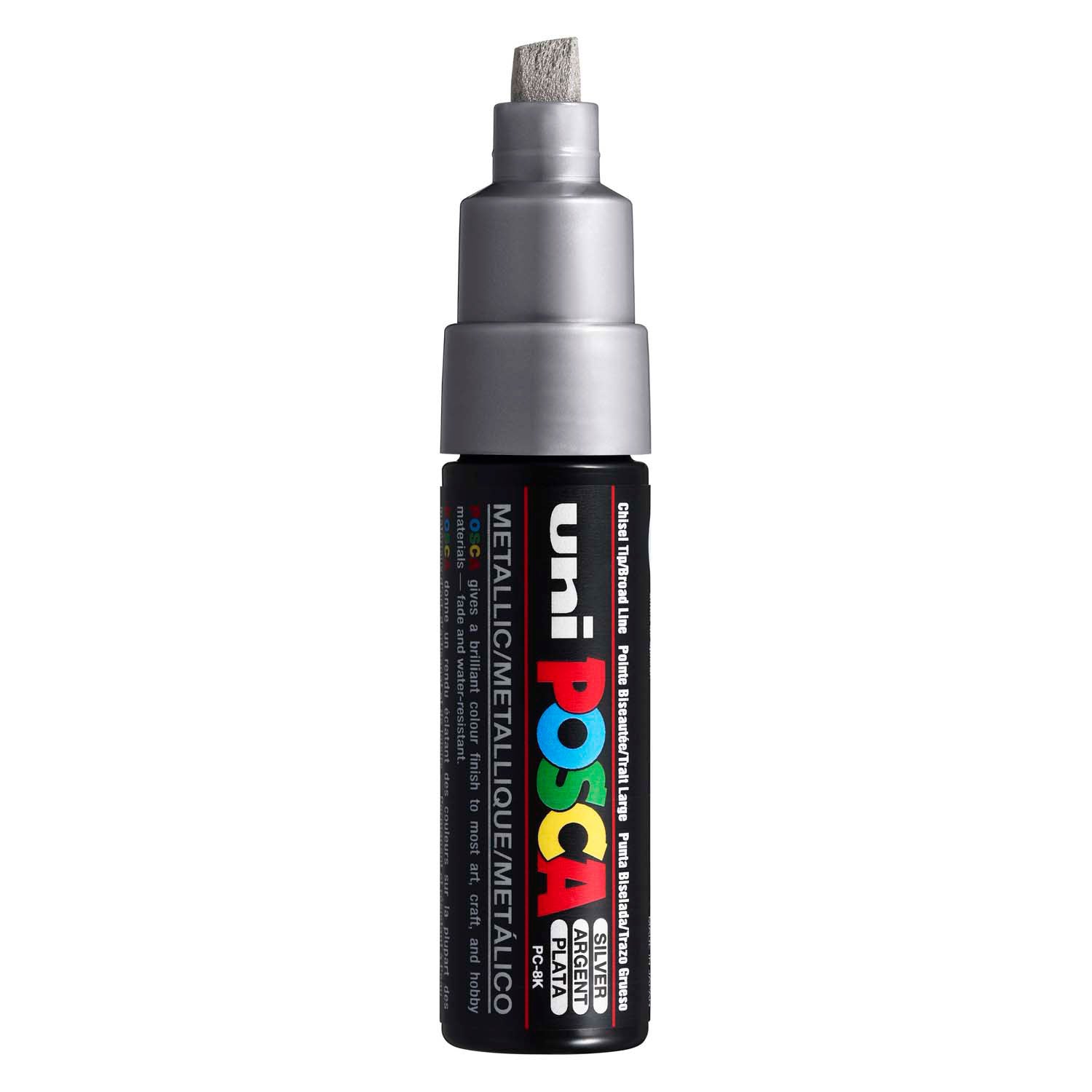 UNI-POSCA POSCA-Marker, AFM PC-8K, Liniendicke 8 mm, breit, Silber, 1 Stück