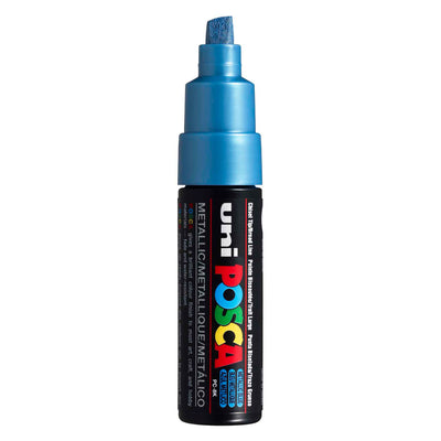 UNI-POSCA POSCA-Marker, AFM PC-8K, Liniendicke 8 mm, breit, metallisches Blau, 1 Stück