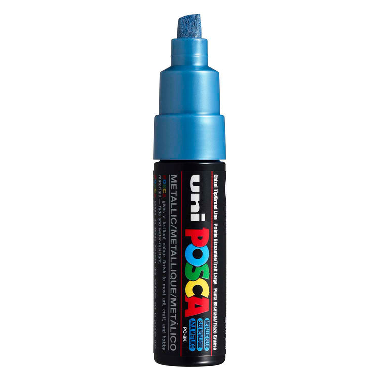 UNI-POSCA POSCA-Marker, AFM PC-8K, Liniendicke 8 mm, breit, metallisches Blau, 1 Stück