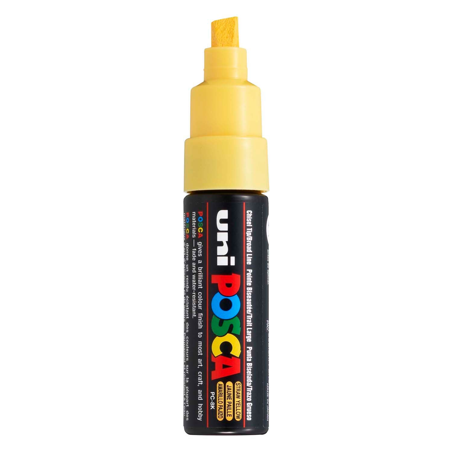 UNI-POSCA POSCA-Marker, AFM PC-8K, Liniendicke 8 mm, breit, Strohgelb, 1 Stück