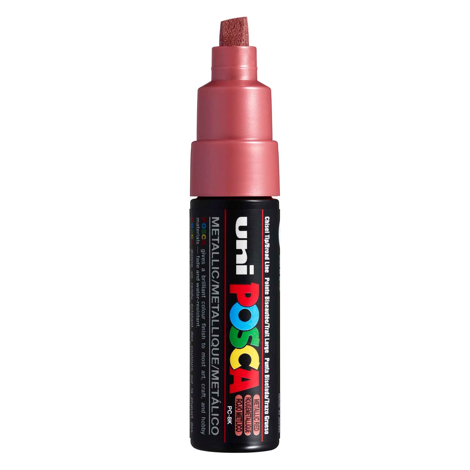 UNI-POSCA POSCA-Marker, AFM PC-8K, Liniendicke 8 mm, breit, rotes Metallic, 1 Stück