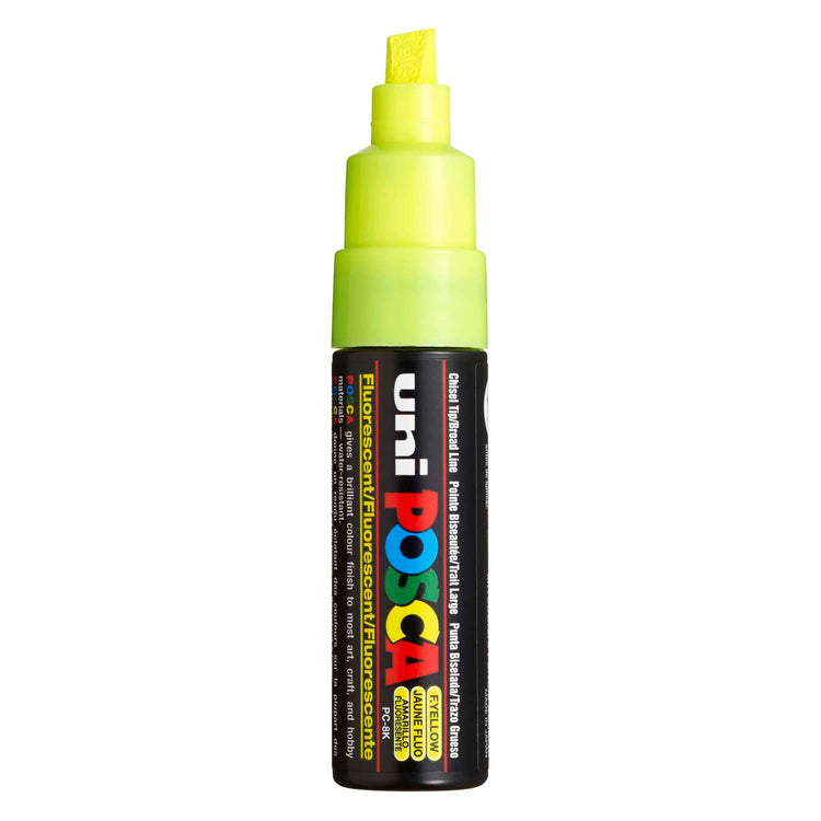 UNI-POSCA POSCA-Marker, AFM PC-8K, Liniendicke 8 mm, breit, fluoreszierend gelb, 1 Stück