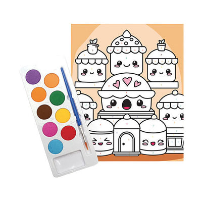 Graine kreatives Graine-Malen-nach-Zahlen-Set Kawaii-Kuchen – inkl. Acrylfarbe und Pinsel