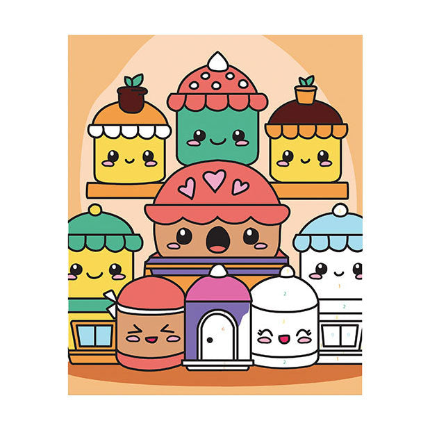 Graine kreatives Graine-Malen-nach-Zahlen-Set Kawaii-Kuchen – inkl. Acrylfarbe und Pinsel