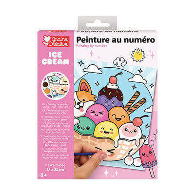 Graine Creative Grain Malen nach Zahlen Eiscreme – inkl. Acrylfarbe und Pinsel