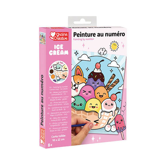 Graine Creative Grain Malen nach Zahlen Eiscreme – inkl. Acrylfarbe und Pinsel