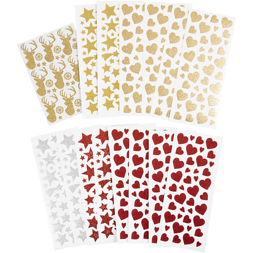 Creativ Company Glitzeraufkleber, Blatt 10x24+12x18,5 cm, 8 Blatt 1 Box