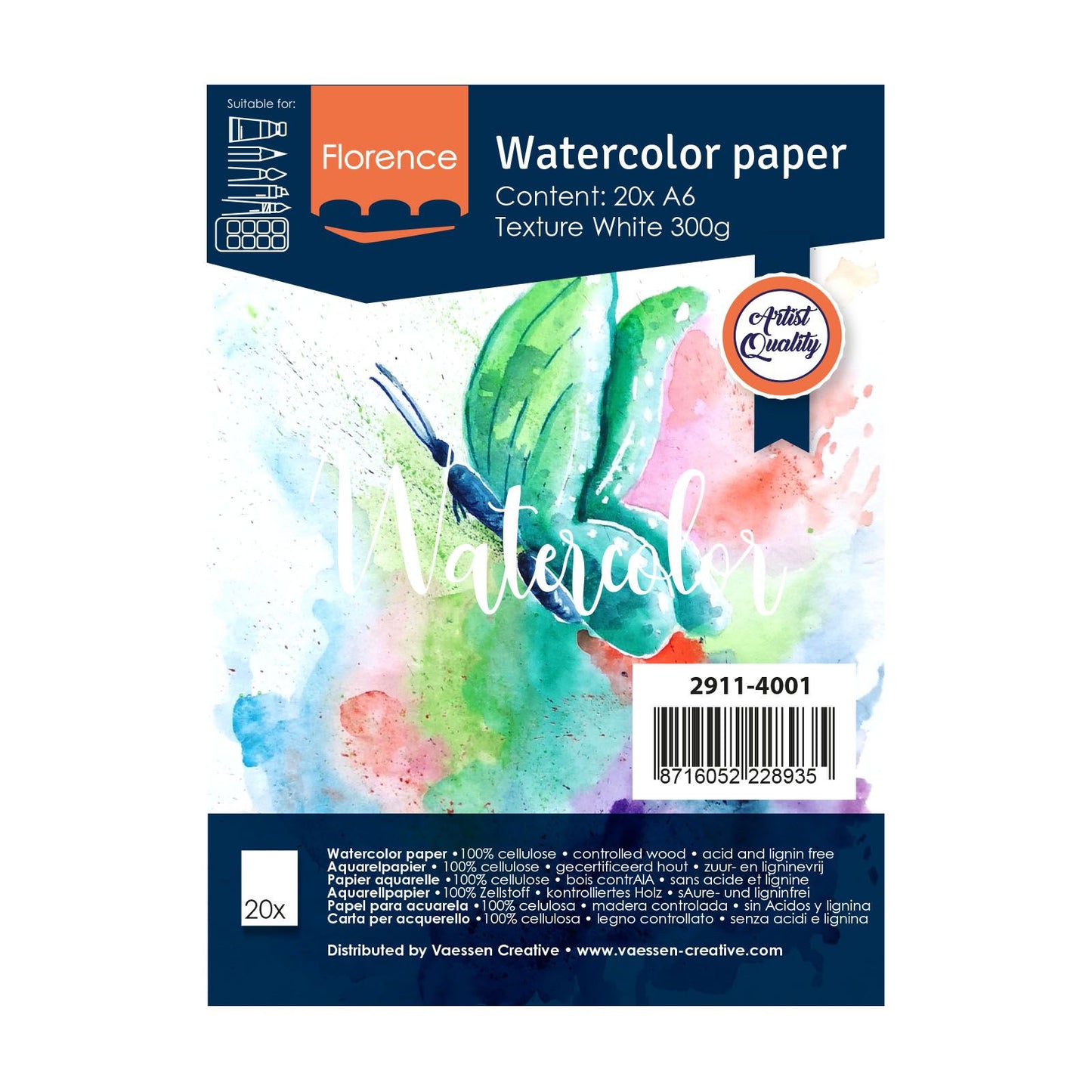 Florenz • Aquarellpapier 300g Struktur A6 weiß 20x
