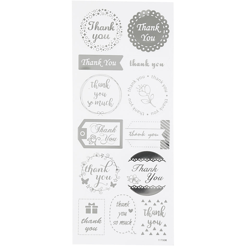 Creativ Company Sticker Silber danke, 1 Vel
