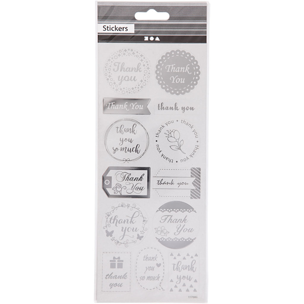 Creativ Company Sticker Silber danke, 1 Vel