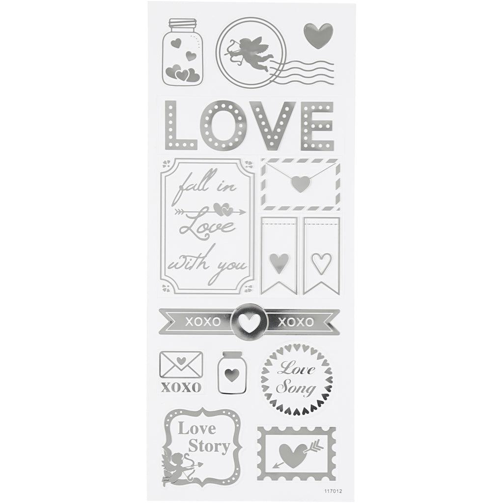 Creativ Company Sticker Silver Love, 1 Blatt